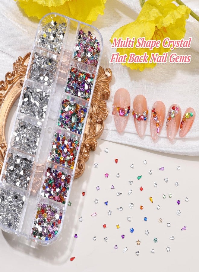 editTime 15 Boxes Nail Rhinestones Gems Kit,Gold/Silver Metal Studs,Mixed Sizes Flatback Crystals Rhinestones,Half Pearls,Sequins,Foil Flakes with Tweezers & Dotting Tools for DIY Manicure - Image 4